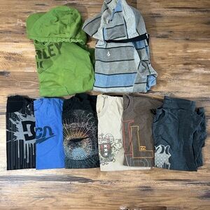 Volcom Gray and Blue Striped Zip Hoodie